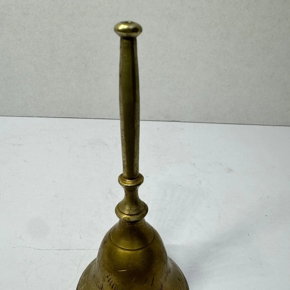 Vintage Carefree Arizona Brass Hand Bell Etched Souvenir Made in India 4.75 inch